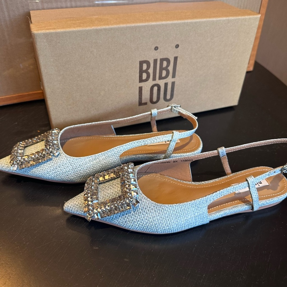 BIBI LOU ANTHROPOLOGIE Powder Blue Decollete Pointed toe slingback Sz 36 NWB - Picture 4 of 11
